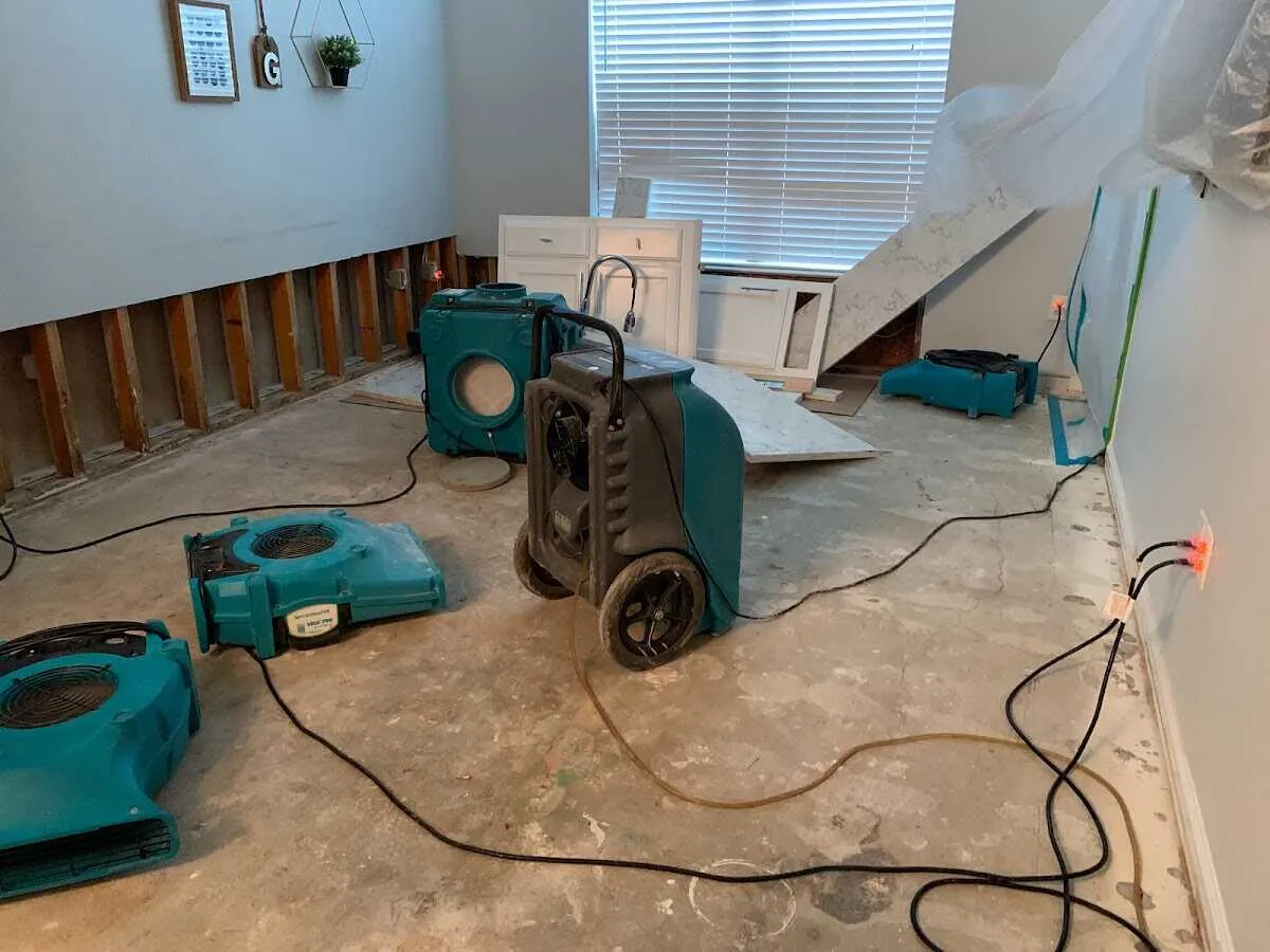 Dehumidifier in flood-cut room for Water Extraction & Removal in Pella
